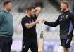 Rob Key, Brendon McCullum and Ben Stokes during a chat.