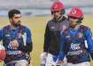 Ibrahim Zadran (extreme left) alongside Rahmat Shah (middle) and Rahmanullah Gurbaz.