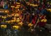 Women dressed up in Marathi attire to celebrate Diwali