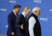 Prime Minister Narendra Modi with Russias President Vladimir Putin and China's President Xi Jinping 