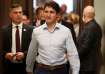 Canada's Prime Minister Justin Trudeau leaves a caucus meeting on Parliament Hill in Ottawa