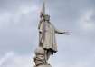 A view of the statue of Christopher Columbus at the square