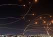 Israel's Iron Dome anti-missile system intercepts rockets.