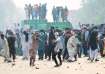 Supporters of jailed former Pakistani PM Imran Khan's party gather during an anti-government rally i