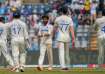 India vs New Zealand, 3rd Test, Day 1: Ravindra Jadeja celebrates a wicket with his teammates.