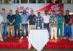 Captains of all participants pose with the Hong Kong Sixes trophy. 