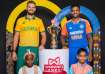 Aiden Markram and Suryakumar Yadav pose with the series trophy.