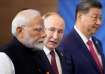 Vladimir Putin with PM Modi and President Xi Jinping at