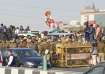 Heavy traffic at Ghazipur border in New Delhi