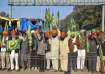 Farmers hold protest at Haryana-Punjab border. 