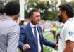 Ricky Ponting shares a moment with Rohit Sharma and Harbhajan Singh.