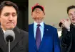 Elon Musk, Donald Trump and Justin Trudeau (R to L)