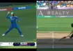 Virat Kohli throw (left) and Mitchell Santner (right)