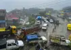 Heavy traffic movement amid rainfall in Shimla. 

