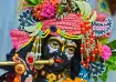 Close-up of Lord Krishna idol with intricate face