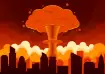 Illustration of a nuclear explosion over a city skyline symbolising the Hiroshima bombing