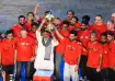 RCB team with IPL 2025 trophy with D K Shivakumar.