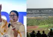 Mamata Banerjee (left) and Salt Lake Stadium (right)