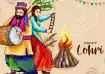 First Lohri celebration for newlyweds with Lohri fire and traditional rituals