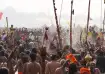 Devotees taking holy dip at Triveni Sangam on Mauni Amavasya during Magh month