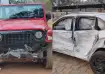 The rented Thar crashed into a white Hyundai i20 in