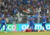 Jasprit Bumrah celebrating Jacob Bethell's wicket