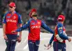 Shreyas Iyer and teammates walk off after rain stopped play