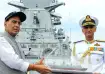 Defence Minister Rajnath Singh with former Indian Navy
