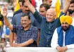From left to right: Arvind Kejriwal, Manish Sisodia and