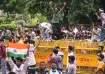 CJP protesters celebrate after Dharmendra Pradhan's