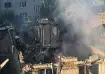 Smoke rises from a building after a Russian strike on Lviv,