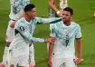 Gonzalo Ramos celebrating the winner with Cristiano Ronaldo