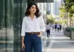 Classic crisp white button-down shirt