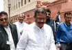 BJP MP Dharmendra Pradhan outside the Parliament complex/