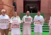 Haryana MPs protesting in the Parliament premises.