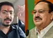 Harsh Dubey (L) and Union Minister JP Nadda (R)