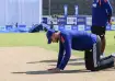 Shubman Gill analysing Galle pitch