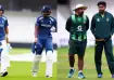Joe Root and Jofra Archer (left) and Babar Azam with Pakistan coach Sarfaraz Khan (right)