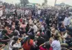 Students of Lovely Professional University (LPU) stage a protest and block the Jalandhar-Phagwara Na
