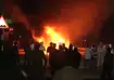 Vehicles were set on fire on Sunday.