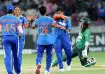 Deepti Sharma celebrating her wicket