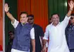 Assam Chief Minister Himanta Biswa Sarma along with party candidate Devasish Sharma