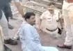 Congress workers blocking a train at the Sambalpur Railway