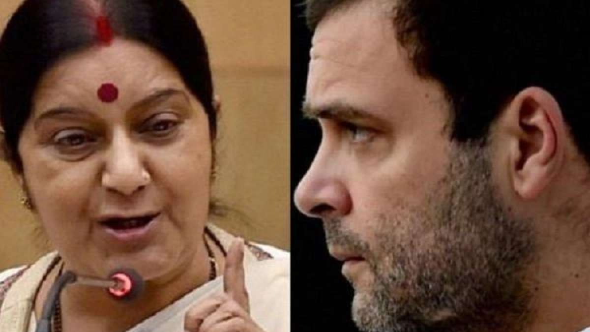 Please Try To Maintain Decorum Of Your Speech Sushma Swaraj Lashes Out At Rahul Gandhi Over