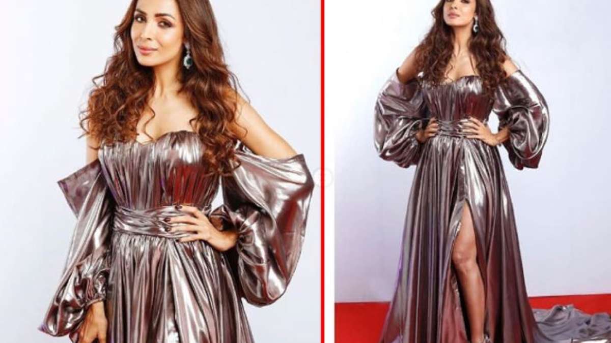 Malaika Arora appears in metallic thigh-high slit gown inspired by