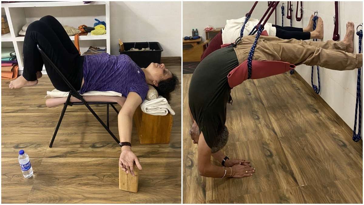 Surya Namaskar with the chair, Dynamic standing poses with the chair- basic  – recorded classes - 06.30-Italian/English - Online Iyengar