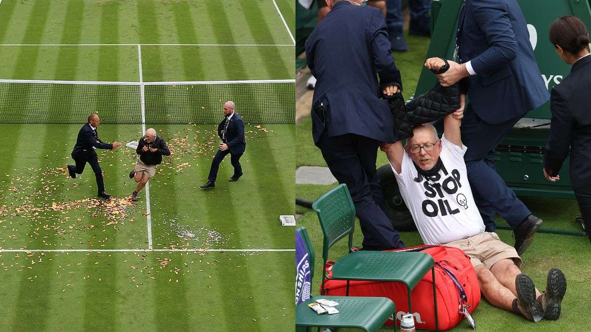 WATCH: Just Stop Oil protester invades Women's singles Wimbledon match,  gets dragged off court by security – India TV