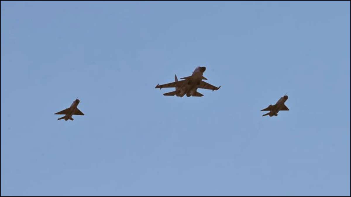 The final flypast of MiG-21 fighter jets in Barmer,