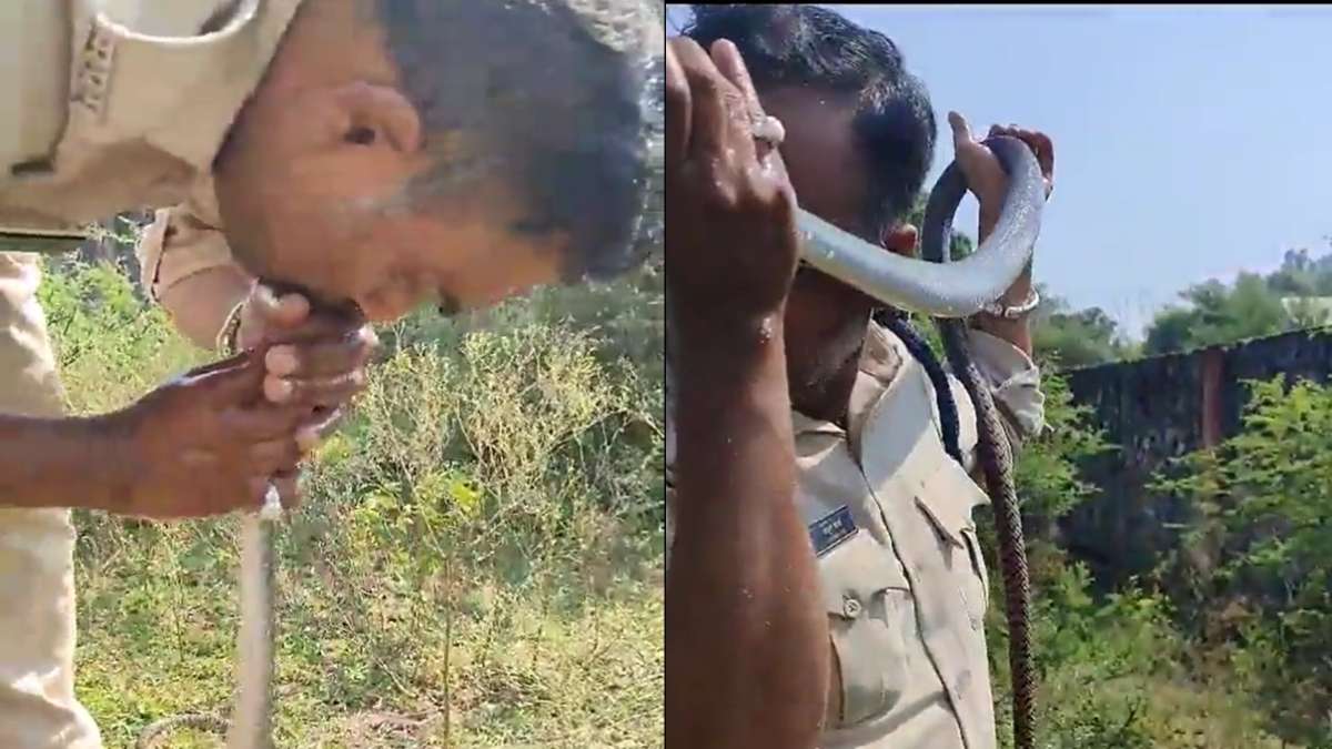 Cop gives CPR to unconscious snake