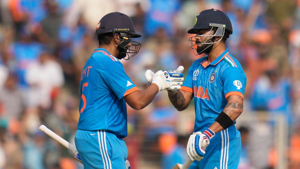 Rohit Sharma and Virat Kohli during the World Cup 2023